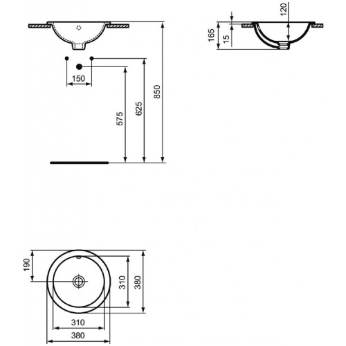 Lavabo incasso 38cm Connect bianco lucido - Ideal Standard online