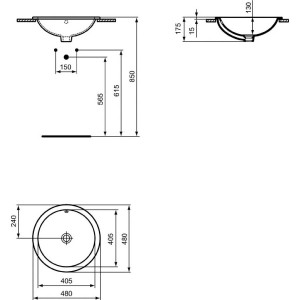 Lavabo da incasso rotondo 480 mm Connect bianco lucido | Ideal Standar 2