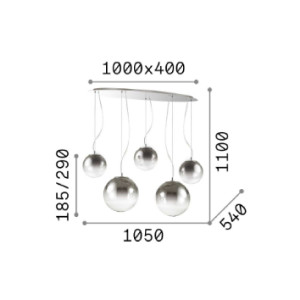 Lampada a sospensione Mapa fade sp5 cromo - Ideal Lux 2