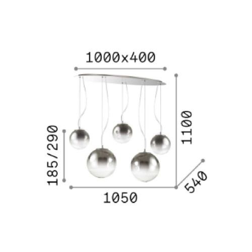 Lampada a sospensione Mapa fade sp5 cromo - Ideal Lux