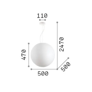 Lampada a sospensione Carta sp1 d50 bianco - Ideal Lux 2