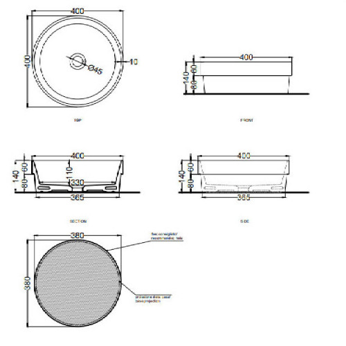 Lavabo semincasso tondo 40x40 cm Enjoy bianco lucido - Ceramica Cielo