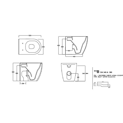 Vaso filo muro 52x36 cm Tour bianco lucido – Hidra Ceramica