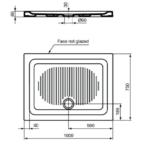 Piatto doccia rettangolare 100x75 cm Connect bianco lucido - Ideal Sta