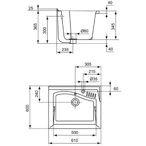 Lavatoio da incasso 60x60 cm Lago ceramica bianco lucido - Ideal Stand 2