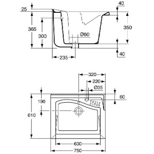 Lavatoio da Incasso 75x60 cm Lago Bianco Lucido - Ideal Standard 2