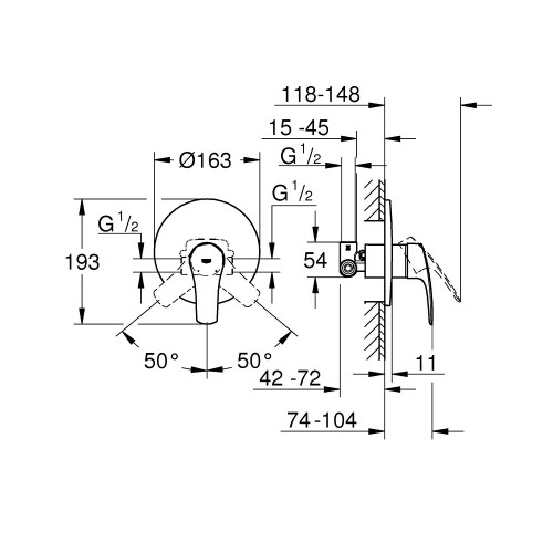 Miscelatore monocomando per doccia Eurosmart cromo - Grohe