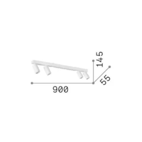 Lampada da soffitto Profilo pl4 90 cm nero - Ideal Lux