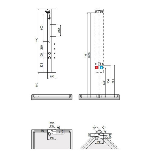 Colonna doccia Z standard termostatico bianco opaco - Novellini