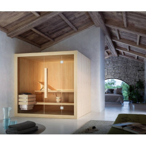 Sauna finlandese 150x110x198 cm Hoshi - Glass 1989 | Meglioalge 2