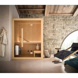 Sauna finlandese 150x110x198 cm Hoshi - Glass 1989 | Meglioalge