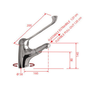 Miscelatore monocomando per lavabo bocca estraibile con leva clinica c 2