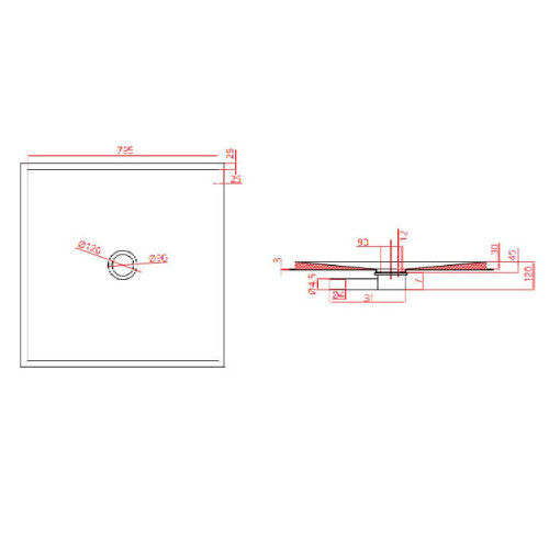 Piatto doccia filo pavimento in abs 80x80 cm - Goman