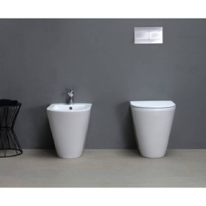 Bidet a terra filo muro in ceramica Forma bianco lucido - Azzurra 2