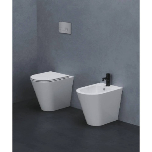 Bidet a terra filo muro in ceramica Forma bianco lucido - Azzurra