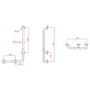 Maniglia di sicurezza con verticale laterale universale dx o sx 40x70 2