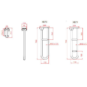 Barra ribaltabile con piastra lunga e frizione 70 cm bianco - Goman 2