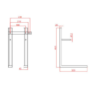 Staffa per vasi sospesi Open 2 fori interasse 18 cm bianco - Goman 2