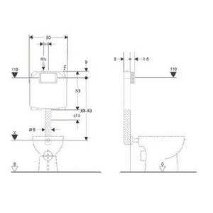 Cassetta di scarico ad incasso da 3/6 litri con pulsante pneumatico a 2