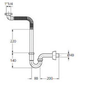 Tubo flessibile di scarico da 1″1/4 con sifone - Goman 2