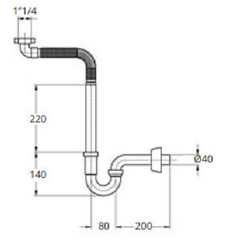 Tubo flessibile di scarico da 1″1/4 con sifone - Goman