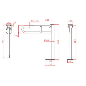 Barra ribaltabile su colonna con dispositivo di bloccaggio verticale 8 2
