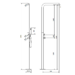 Colonna doccia a pavimento 2 vie con soffione e dotazione doccia da es 2