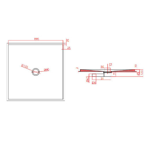 Piatto doccia filo pavimento in abs 90x90 cm bianco - Goman