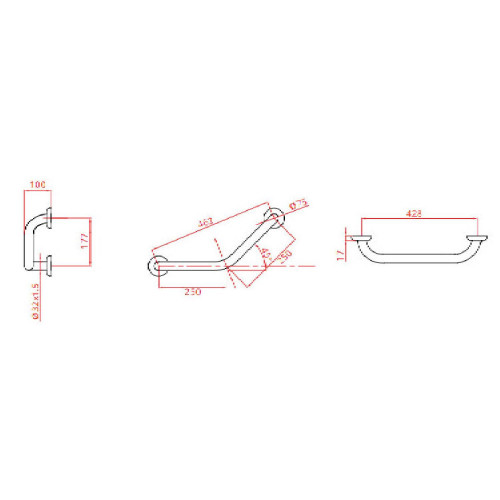 Maniglia a 45° 25x25 cm bianco antibatterico - Goman