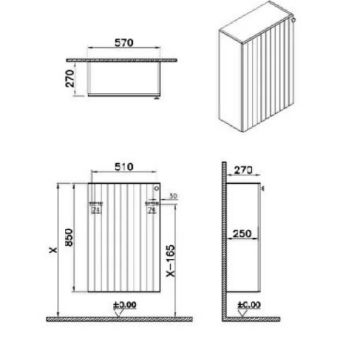 Pensile basso Compact Root Groove verde fiordo opaco - Vitra