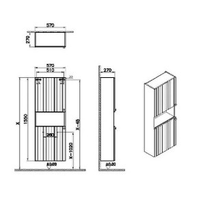 Colonna pensile bassa Compact Root Groove grafite opaco - Vitra 2