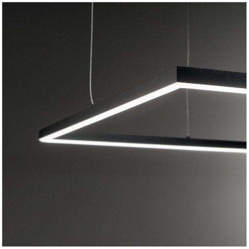 Lampada a sospensione 70x70 cm Oracle Square on-off nero - Ideal Lux