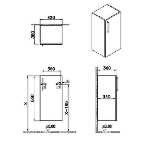 Pensile basso Root Flat grigio roccia opaco - Vitra
