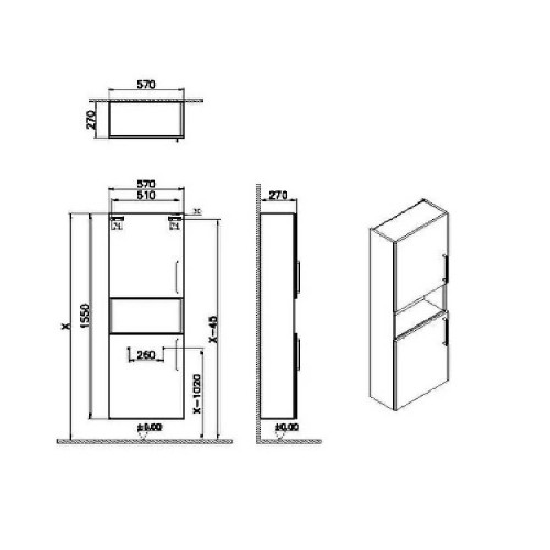 Colonna pensile bassa Compact Root Flat cordoba - Vitra