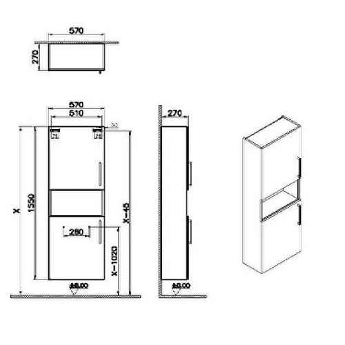 Colonna pensile bassa Compact Root Flat noce - Vitra