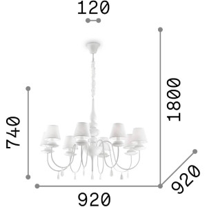 Lampada a sospensione Blanche 92 cm bianco - Ideal Lux 2