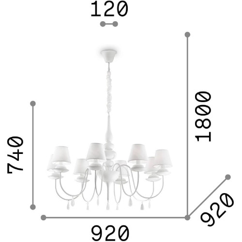 Lampada a sospensione Blanche 92 cm nero - Ideal Lux