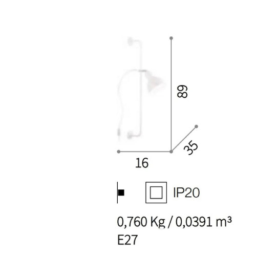 Lampada da parete Shower 89 cm nero - Ideal Lux
