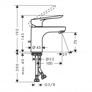 Miscelatore monocomando lavabo Logis E 70 con piletta in ottone - Hans 2