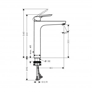 Miscelatore monocomando alto Logis E 230 per lavabo - Ottone cromato H 2