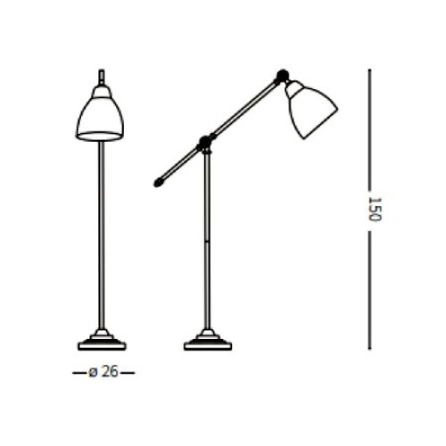 Lampada da terra Newton 150 cm nero opaco - Ideal Lux