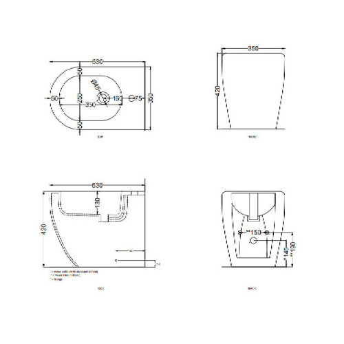 Bidet a Terra Filomuro Smile Bianco Lucido | Ceramica Cielo